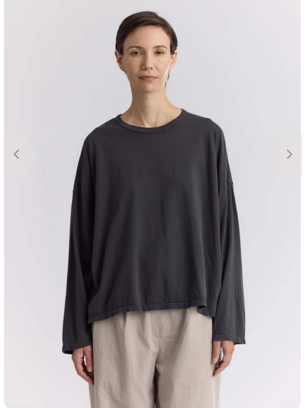 Relaxed Crewneck Loose Long Sleeve Tee in Charcoal